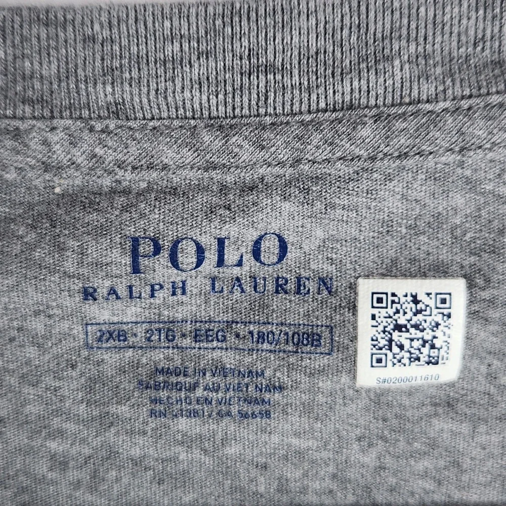 Polo Ralph Lauren T-Shirt‎ 2XB Men's Heathered Gray Short Sleeve Logo